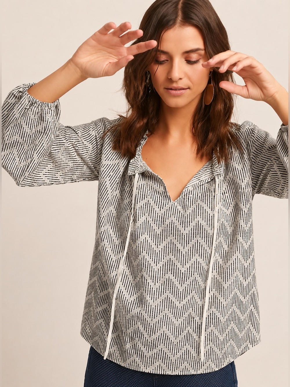 Lemlem Imani Top Women’s Size M Black/Cream